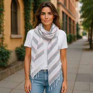 NWT J. Crew Factory Gauze Long Scarf With Fringe Scarf